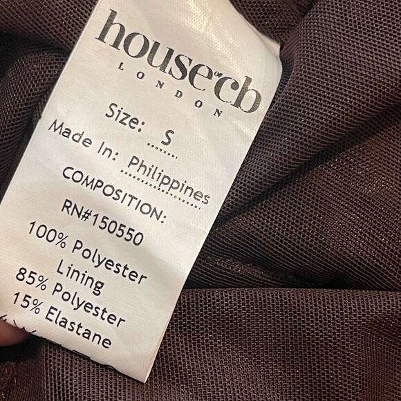 House of CB Cutout Chiffon Mini Dress Chocolate Brown Size Small NWT - Picture 11 of 13